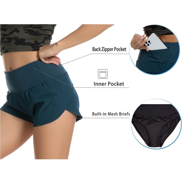 ✨2 for $35 ALL SHORTS! GYM PEOPLE - Running Shorts 4" DARK TEAL Small - Picture 4 of 8